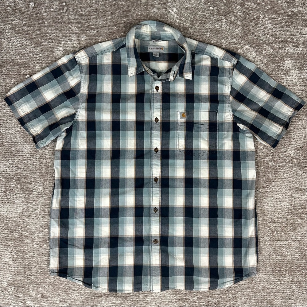 Carhartt Shirt XL Short Sleeve Plaid Relaxed Fit